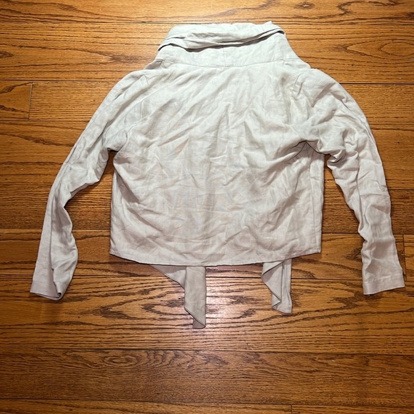 Pharaoh Tan Linen Coastal Business Casual Long Sleeve Jacket A11 - Picture 3 of 4